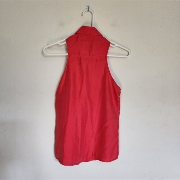 Abercrombie & Fitch 100% Silk Collared Sleeveless Button-Up Shirt  XS - Picture 3 of 6